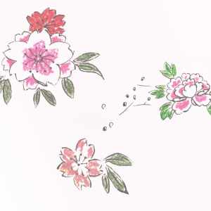 桜と牡丹の招待状デザインテンプレート